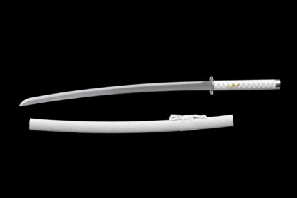 Photosynthetic Edge: Hand Forged Japanese Katana Manganese Steel Blade White Saya