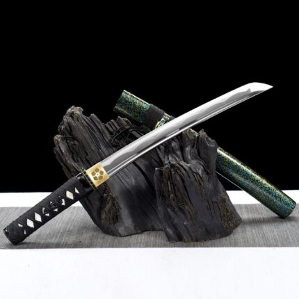Shadow Strike: Hand Forged Japanese Wakizashi Medium Carbon Steel Blade Motley Saya