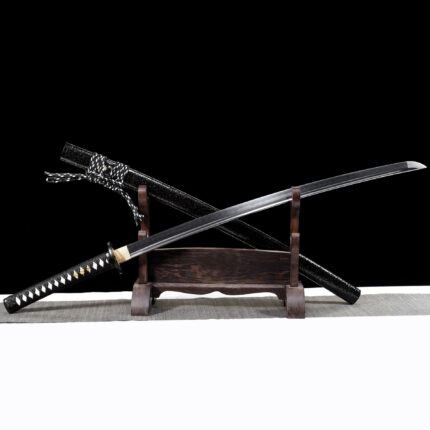 Dark Soul: Hand Forged Japanese Katana Carbon Steel Blade Black Saya