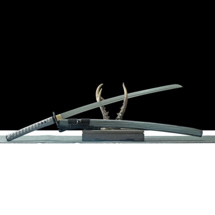 Concrete Fang: Hand Forged Japanese Katana Folded Pattern Steel Blade Grey Saya