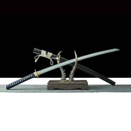 Cosmic Scar: Hand Forged Japanese Katana Layered Pattern Steel Blade Black Saya