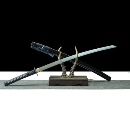 Polar Night Tundra: Hand Forged Japanese Katana High Carbon Steel Blade Black Saya