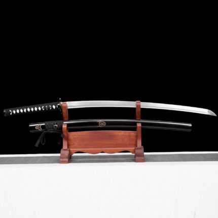 Coal Core Grain: Hand Forged Japanese Katana Medium Carbon Steel Blade Black Saya