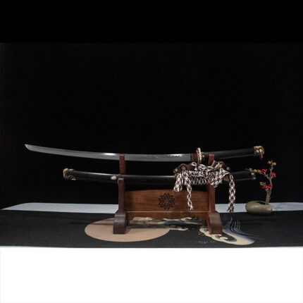 Black Wing: Hand Forged Japanese Tachi Wootz Steel Blade Black Saya