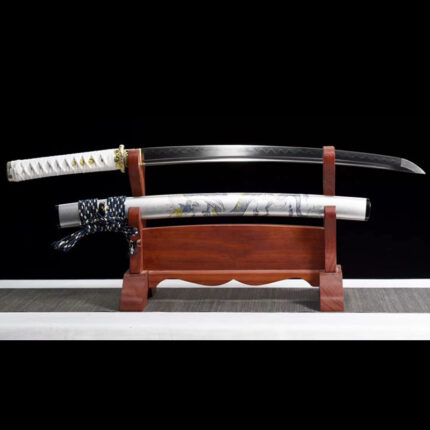 Luminous Harbinger‌: Hand Forged Japanese Katana T10 Steel Blade White Saya