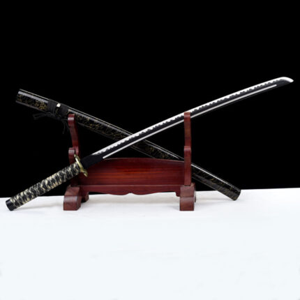 Silenced Bonebreaker: Hand Forged Japanese Katana Patterned Blade Black Saya