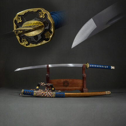 Titanium Pulse: Hand Forged Japanese Tachi Folded Steel Blade Brown Saya