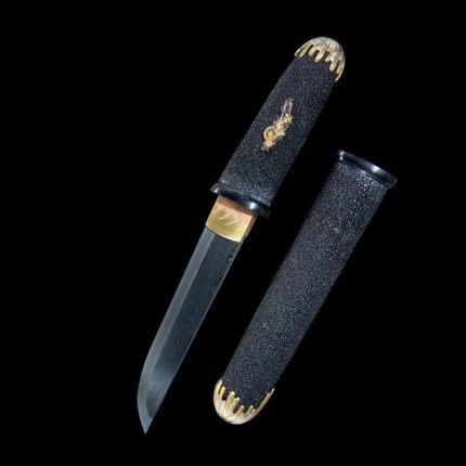 Shadow’s Maw: Hand Forged Japanese Tanto Pattern Steel Blade Black Saya