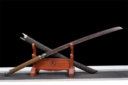 Eclipse Husk: Hand Forged Japanese Katana Rosewood Blade Black Saya
