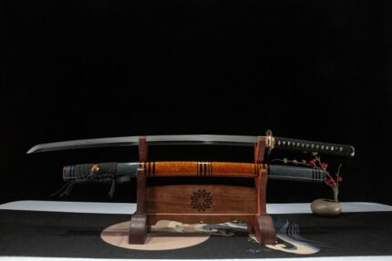 Dragon’s Breath: Hand Forged Japanese Katana Crucible Damascus Steel Blade Red Saya