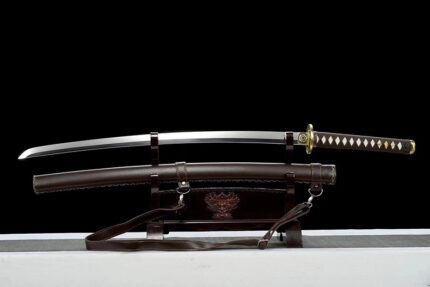 Black Flame: Hand Forged Japanese Katana T10 Steel Mirror Polish Blade Black Saya