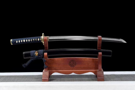 Silent Annihilation: Hand Forged Japanese Katana T10 Steel Blade Black Saya
