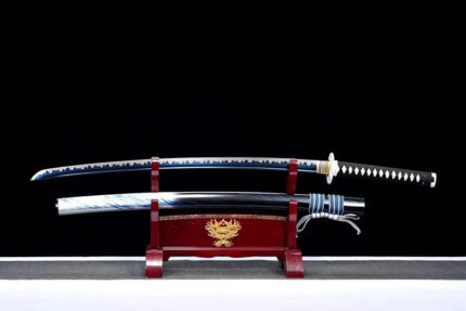 Crow Feather Edge: Hand Forged Japanese Katana High Performance Steel Blade Black Saya