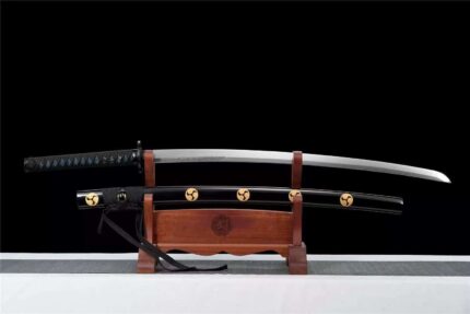 Night Slayer: Hand Forged Japanese Katana Spring Steel Blade Black Saya