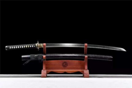 Night Hunter: Hand Forged Japanese Katana T10 Steel Blade Black Saya