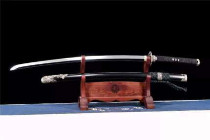 Shadow’s Breath: Hand Forged Japanese Katana S7 High Carbon Steel Blade Black Saya