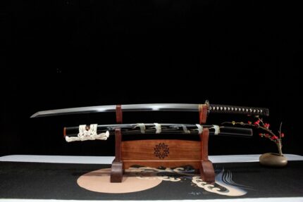 Homeward Crane: Hand Forged Japanese Katana T10 Steel Blade Black Saya