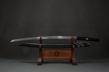 Dark Plum: Hand Forged Japanese Katana Damascus Steel Blade Black Saya