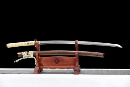 ‌Nomad's Patina: Hand Forged Japanese Katana T10 Steel Blade Brown Saya
