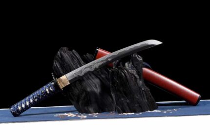 Scarlet Fang: Hand Forged Japanese Wakizashi T8 Steel Clay Blade Red Saya