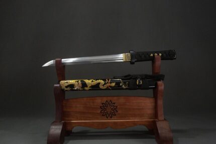 Night Sand: Hand Forged Japanese Wakizashi Folded Steel Blade Black Saya