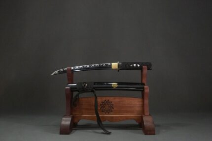 Ink Forest: Hand Forged Japanese Wakizashi 1060 High Manganese Steel Blade Black Saya