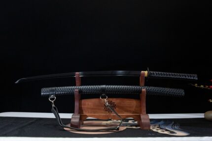 Frost Night: Hand Forged Japanese Katana 1060 High Carbon Steel Blade Black Saya