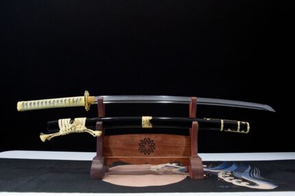 Shadow’s Fury: Hand Forged Japanese Katana T10 Steel Blade Black Saya