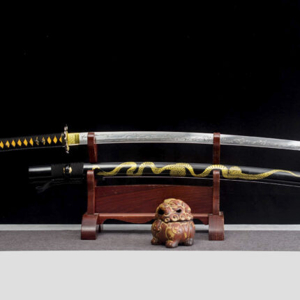 Shadow’s Feast: Hand Forged Japanese Katana High Performance Manganese Steel Blade Black Saya