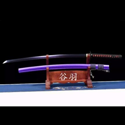 Grapevine Carve: Hand Forged Japanese Katana 50 Steel Blade Purple Saya