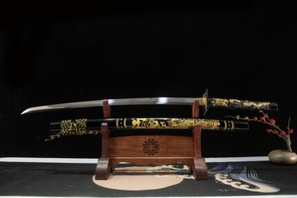 Martial Spirit: Hand Forged Japanese Katana High Performance Steel Mirror Polish Blade Yellow Black Saya