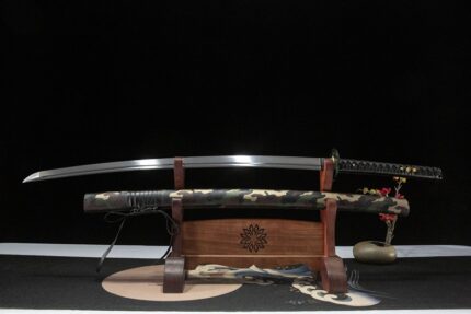 Swamp Warden: Hand Forged Japanese Katana 1060 Steel Blade Camouflage Saya