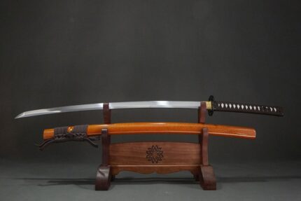 Tremor's Kiss‌: Hand Forged Japanese Katana 1060 High Manganese Steel Blade Orange Saya
