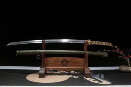 Fading Ember: Hand Forged Japanese Katana Spring Steel Blade Black Saya