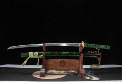 Pisces: Hand Forged Japanese Katana 1045 Carbon Steel Blade Green Saya