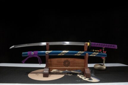 Tide’s Mark: Hand Forged Japanese Katana 1060 High Carbon Steel Blade Blue Saya