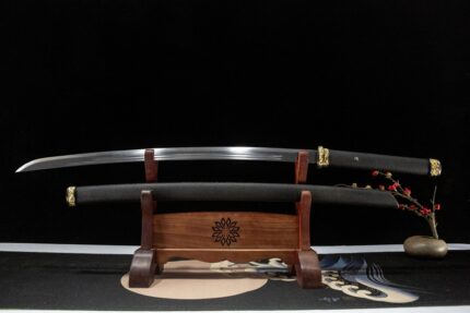 Moyuju: Hand Forged Japanese Katana Extreme Manganese Steel Blade Black Saya