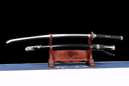 Night Hunt: Hand Forged Japanese Katana High Performance S7 Steel Blade Black Saya