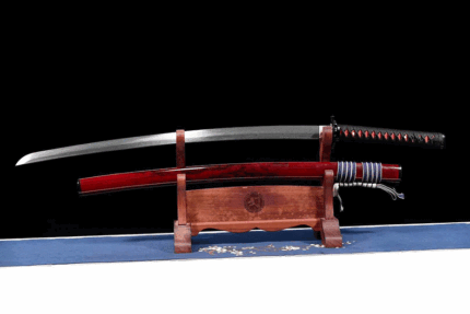 Dragon Fire: Hand Forged Japanese Katana Pattern Steel Blade Red Saya