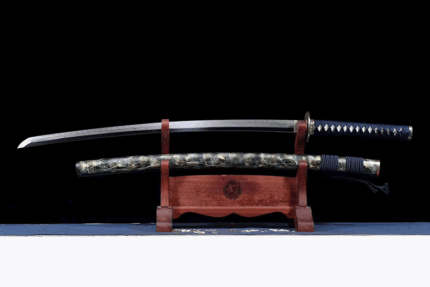 Cold Iron Dusk: Hand Forged Japanese Katana Wootz Steel Clay Tempered Blade Motley Saya