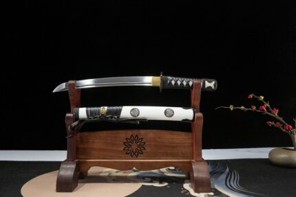‌Zenith Blade: Hand Forged Japanese Wakizashi 1095 Steel Blade White Saya