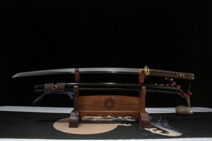 Night Erosion: Hand Forged Japanese Katana T10 Steel Blade Black Saya