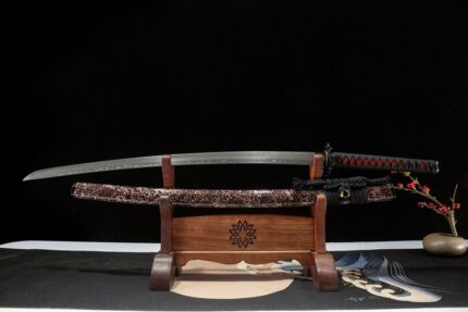 Claythorn‌: Hand Forged Japanese Katana Pattern Steel Blade Brown Saya
