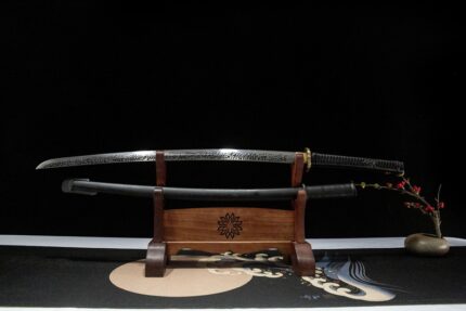 Night Wing: Hand Forged Japanese Katana Spring Steel Blade Black Saya