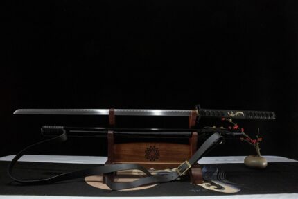 Black Soul: Hand Forged Japanese Ninjato 1045 Steel Blade Black Saya