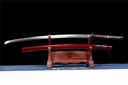 Vermilion Verdict: Hand Forged Japanese Katana Spring Steel Blade Red Saya