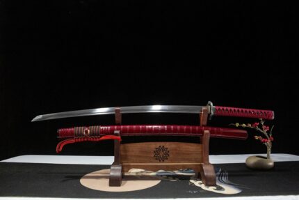 Blood Loong: Hand Forged Japanese Katana 50 Carbon Steel Blade Red Saya