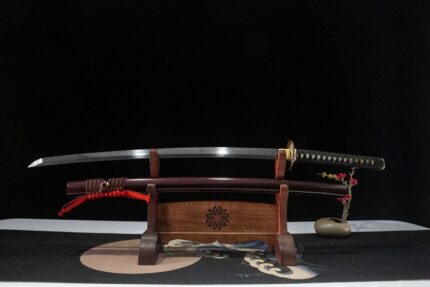 Brocaded Carp: Hand Forged Japanese Katana T10 Steel Blade Purple Red Saya