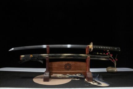 Psychic Butterfly: Hand Forged Japanese Katana T10 Steel Blade Black Saya
