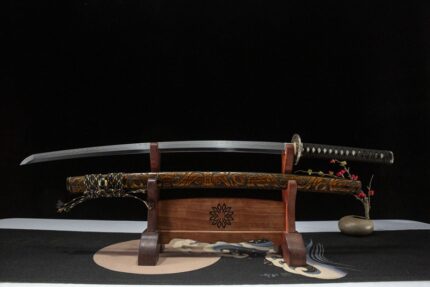 Ragnarok's Edge: Hand Forged Japanese Katana Crucible Steel Clay Tempered Blade Black Saya